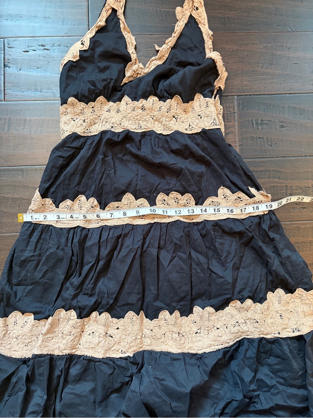 Vintage Y2K 90’s rare BCBG black brown lace halter mini dress cotton silk chic - Picture 10 of 11